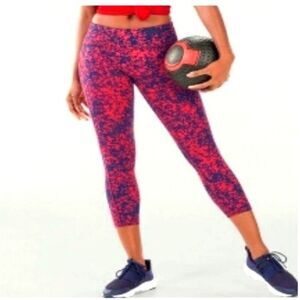 5/$55 Fabletics PureLuxe Capri leggings - Small - red navy blue floral